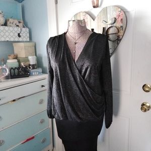 A new day, xl, v neck cross front, sparkly black.